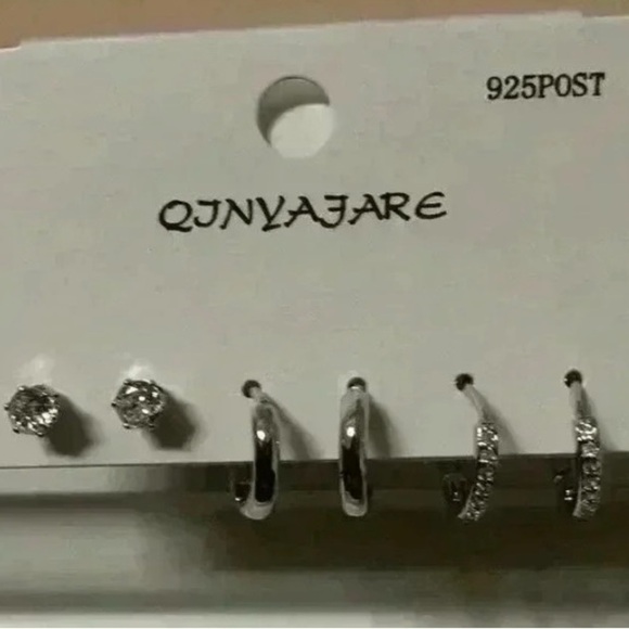 New Modern Korean Earing Set Silver Color - Picture 2 of 4